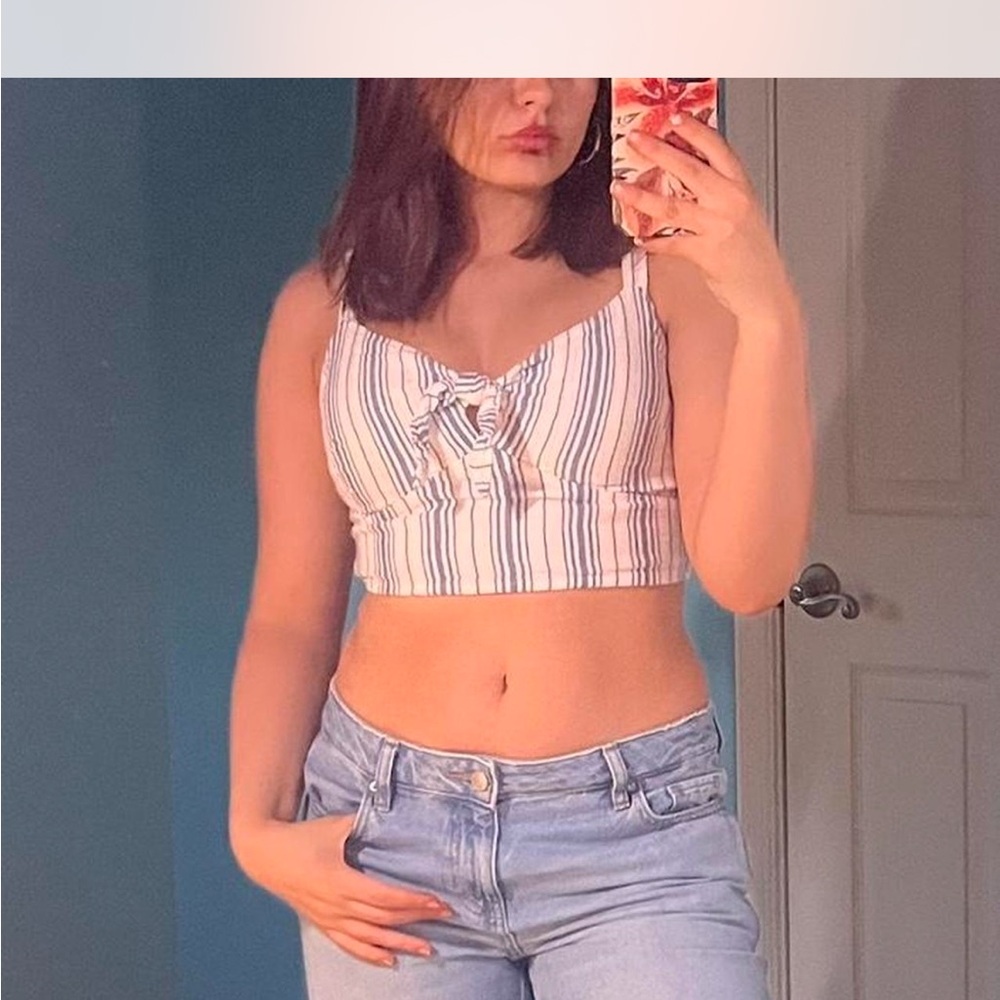 Striped White and Blue Women's Top